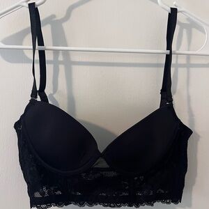 Black Lace Bralette Adjustable Straps Underwire Size 32A